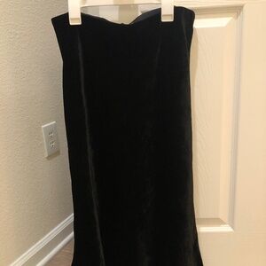 Black velvet midi skirt, J. Crew